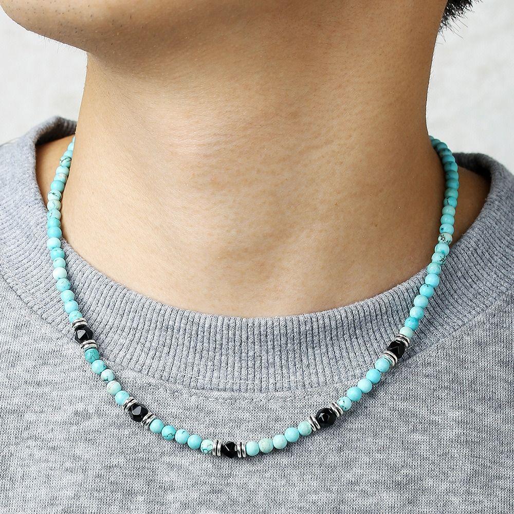 Texture Beaded Necklace Ethnic Style Western Country Necklace Turquoise Necklace Men  Men