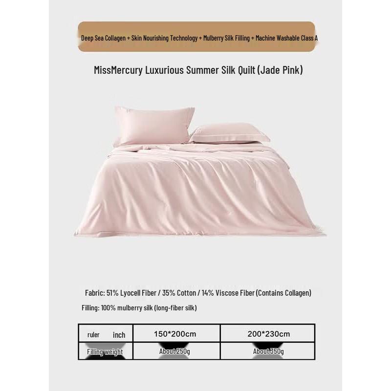 Mercury Home Textiles Machine Washable Mulberry Silk Summer Quilt