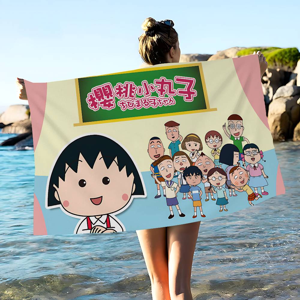 Catoon C-Chibi Maruko Chan Anime Beach Swimming Towel Soft Absorbent Washcloth Children's Gifts for Kids Travel Camping Gym