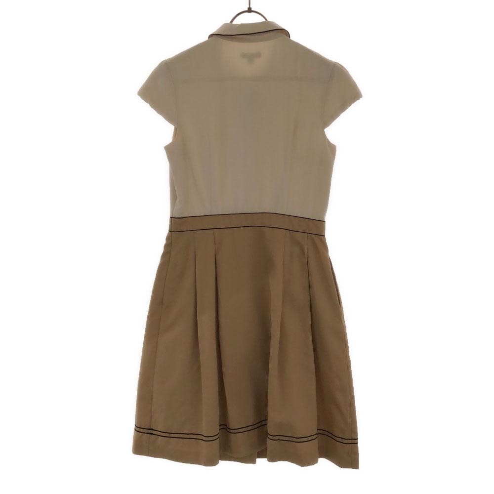 TOCCA Short Sleeve Switching One Piece 2 Beige Side Zip Women Used