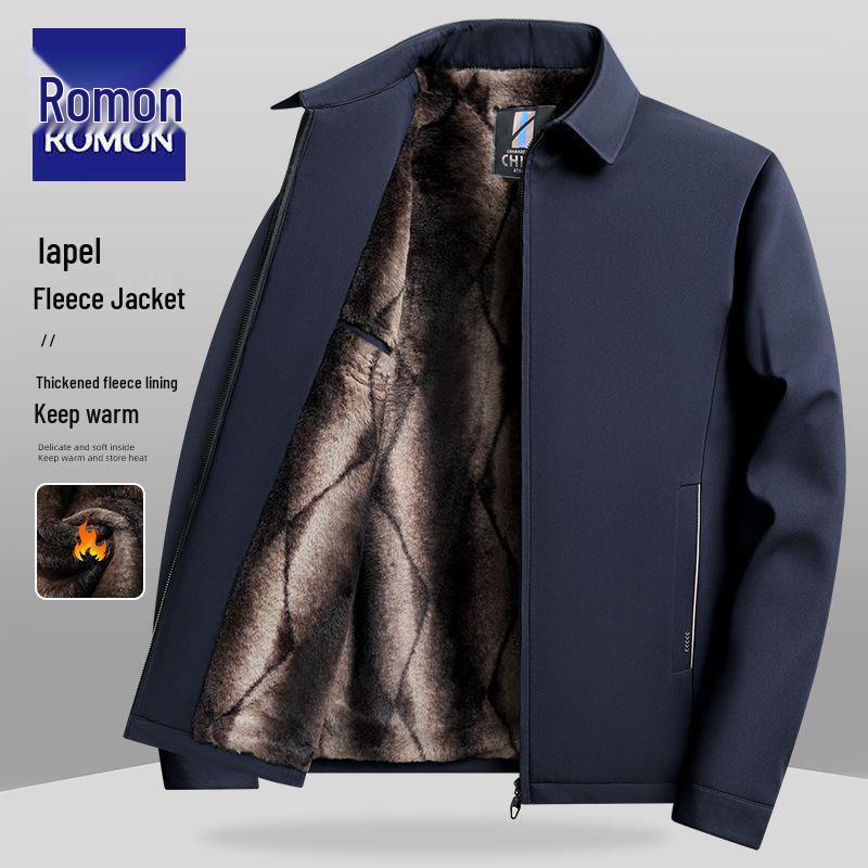 

Romon 2025 Autumn/Winter Men s Cotton-Padded Jacket: Warm Turn-Down Collar Coat for Middle-Aged & Elderly M (80-105 jin)