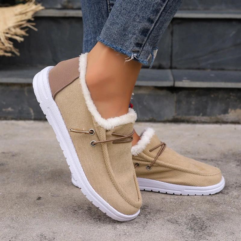 Fashion Winter Cotton Shoes for Women Keep Warm Flats Shoe Simple Trend Women Shoes Slip-on Shoes Women Sneaker