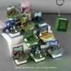 1 peça Chaveiro Livro Dobrável 3D Dinossauro Castelo Pop-up Chaveiro Alívio de Ansiedade Estresse Crianças Brinquedo Presente de Natal