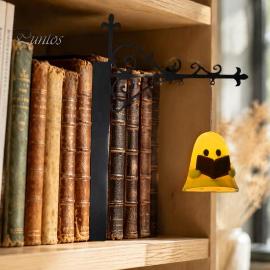Vintage Style Book Light Lantern/Ghost Bookshelf Light, Metal Desk Lamp with Warm Lighting, Reading Retro for Lovers & Library Study Room Accent