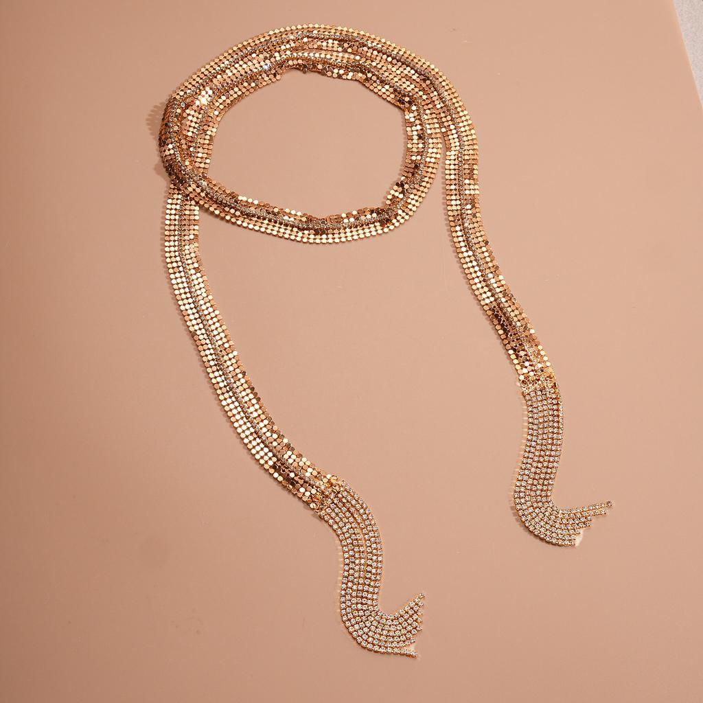 Diamond-encrusted Long Tassel Necklace Waist Chain Personalized Item