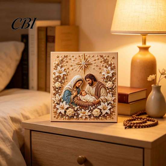 Ostern Religiöses Geschenk Heilige Familie Gemälde DIY-Kit, Kunst mit Kunstperlen Weihnachten Katholisch für Frauen Bastelset Erwachsene, Heimwanddekoration Handgemacht Spirituell