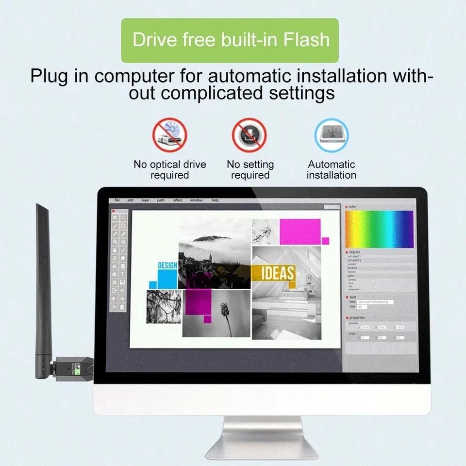 2 in 1 USB Bluetooth 5.4 Adapter 900Mbps Bluetooth Dongle Dual Band 2.4G&5GHz Wireless Network Card WiFi Receiver For Win10/11