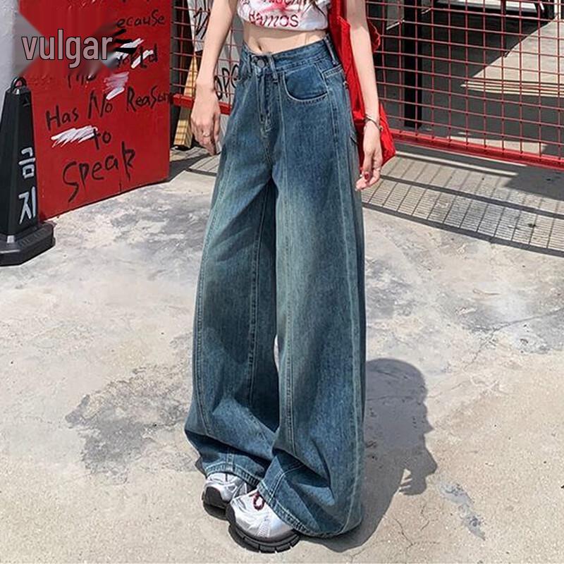 

Женские джинсы с высокой посадкой, темно-синие, прямого кроя XL