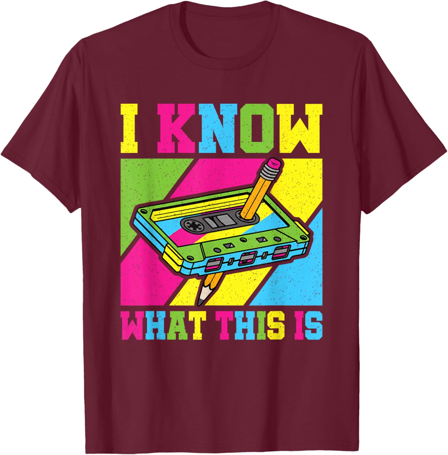 I Know What This Is Cassette Pencil Graphic Tee Retro 80s 90s Party Outfit Crew Neck T-Shirt S