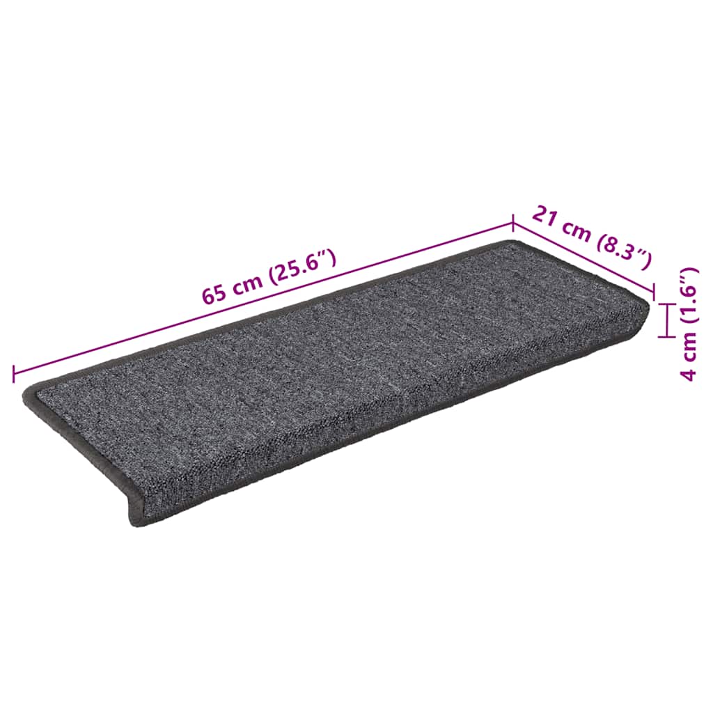 Step Mats 30 Pcs. 65 X 21 X 4 Cm Dark Gray Rectangular Edge