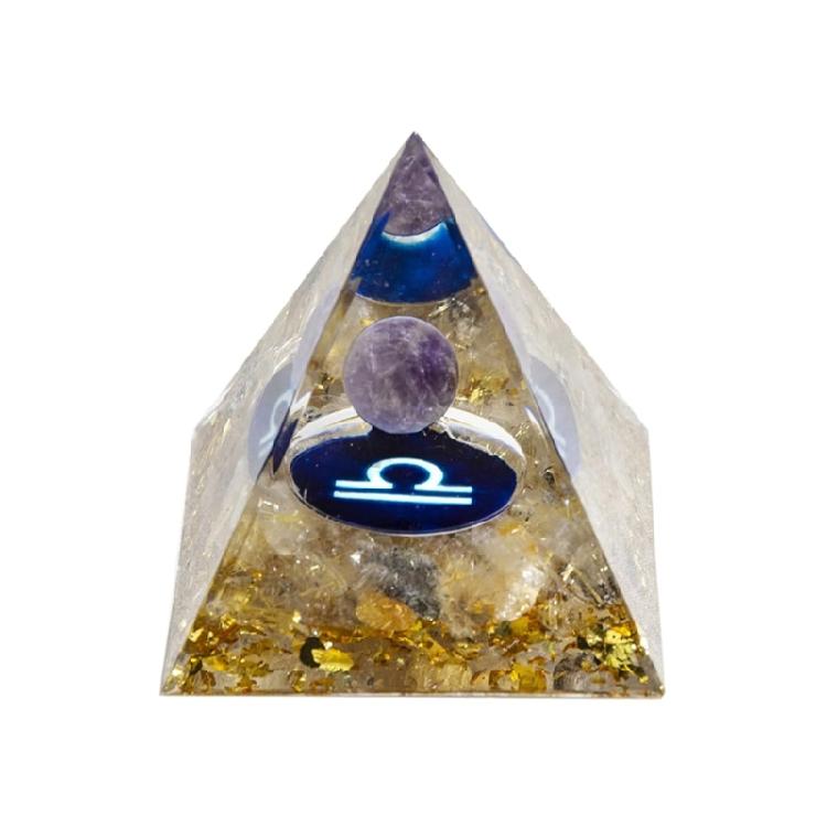 12 Zodiacs Orgone Crystal Pyramid,Amethysts Obsidians Healings Crystals Pyramid Constellations Pyramid for Money Health