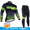 2025  Winter Thermal Fleece Cycling Jersey Set Man's Long Sleeves Cycling Kits Mountain Bike Jersey Road Bike Cycling Suit