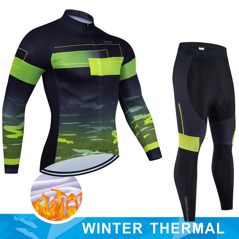 2025  Winter Thermal Fleece Cycling Jersey Set Man's Long Sleeves Cycling Kits Mountain Bike Jersey Road Bike Cycling Suit