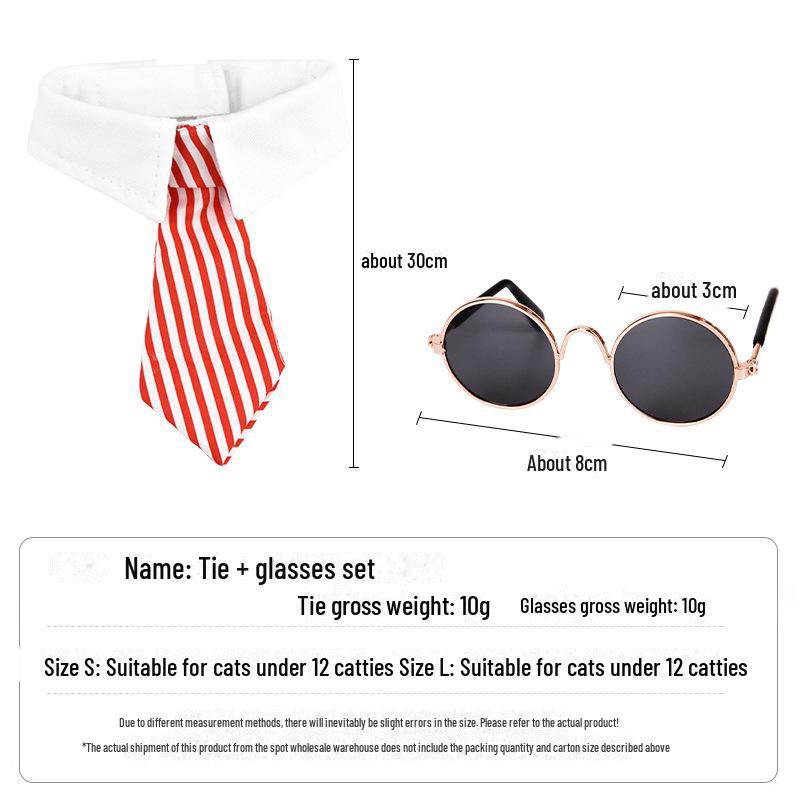 Pet Dog & Cat Decorative Collar Set with Bow Tie and Sunglasses
