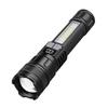 Type-C Rechargeable Flashlight with Side Light & COB Warning for Outdoor Use