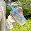 Plastic Cold Drinking Cup Bowknot Pattern Car Tumbler Cup Simple Coffee Cup  for Students