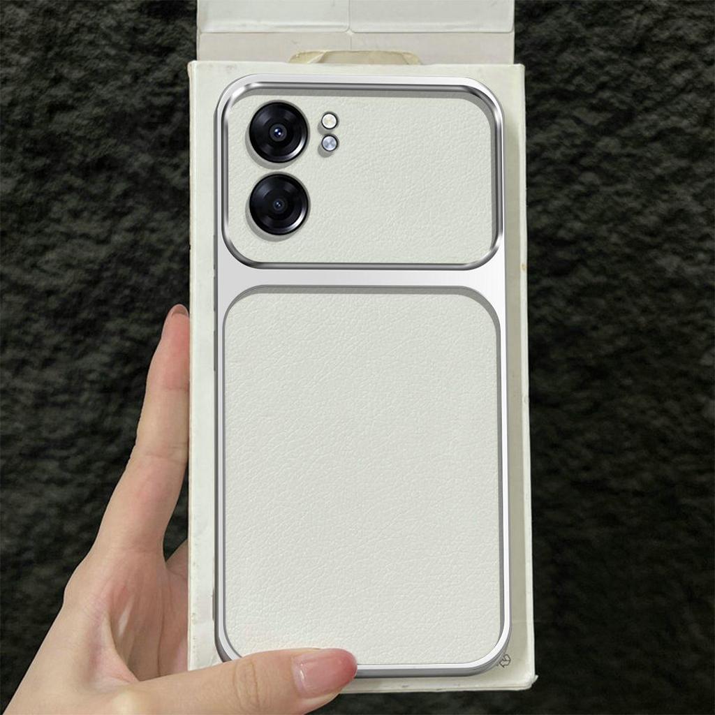 Premium Executive Leather Case for realme Narzo 50 5G OPPO A77 Large Window Lens Protector Cover