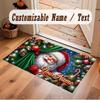 Christmas Theme Soft Crystal Velvet Rug Custom Name & Text Print Non Slip Floor Rug for Bedroom Living Room