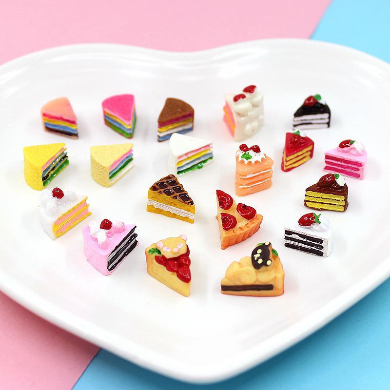 10Pcs Mini Resin Fake Cake Kawaii Simulation Food Miniatures for DIY Handmade Craft Home Decor Ornaments
