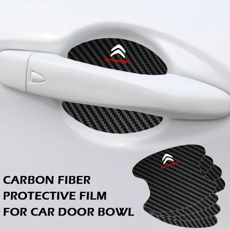 4 stycken Bil Dörrhandtag Skål Repskydd Kolfiberdekaler För Citroen C1 C2 C3 C4 C5 C6 C8 C4L DS3 DS4 DS5 DS5LS DS6