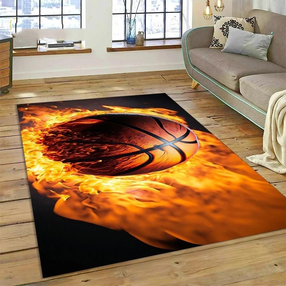 Basketball Court Frame Carpet for Children Bedroom Cartoon Kid Crawling Play Rug Non-slip Doormats Living Room Decor Floor Mat