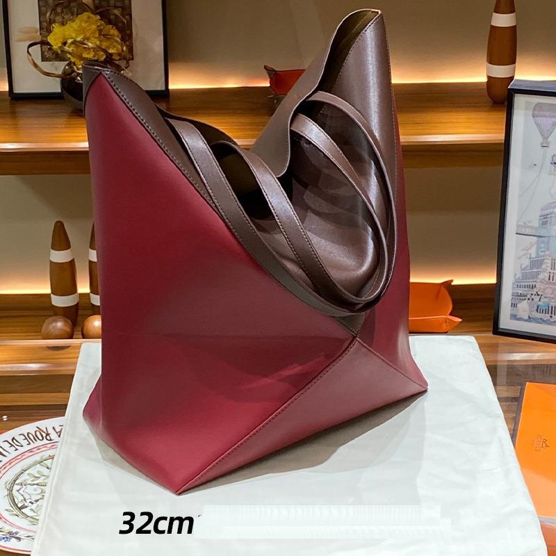 New Puzzle+fold Deformation Folding Geometric Tote Bag Contrasting Color Single Shoulder Crossbody Handbag Large Capacity Women's Bag