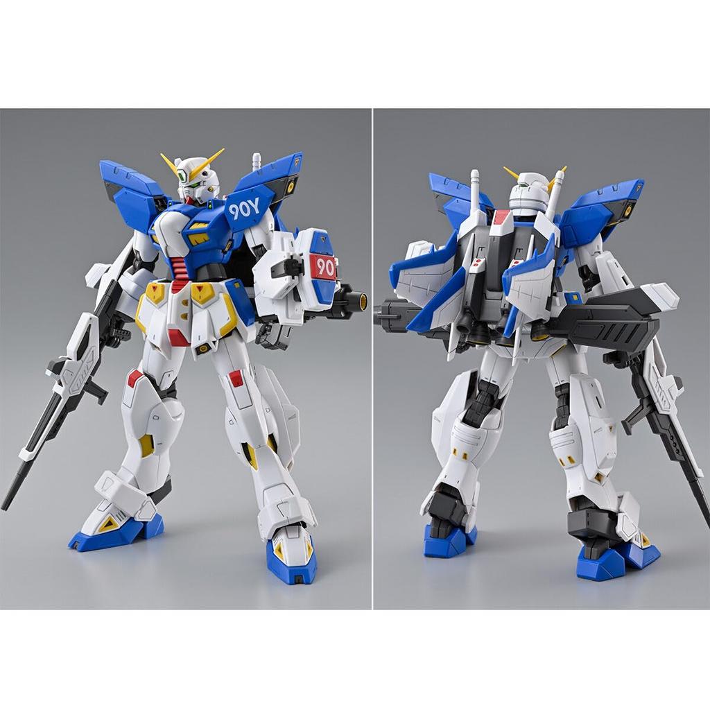 Plastikový model MG F90IIIY Cluster Gundam v měřítku 1/100, barevně kódovaný.