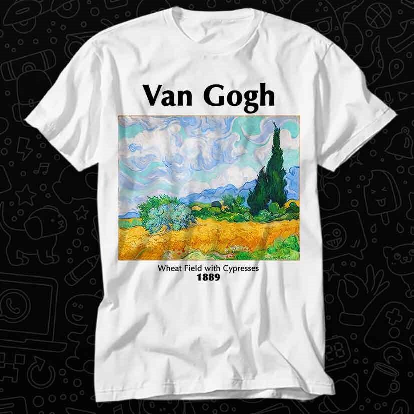 

Vincent Van Gogh Wheat Field with Cypresses 1889 Art T Shirt 140 XL