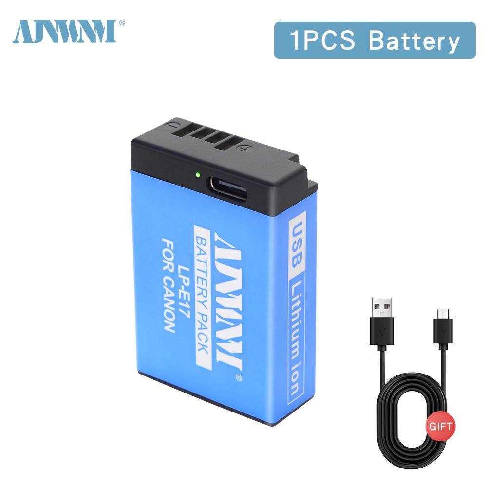 

Аккумулятор AJNWNM LPE17 LP E17 LP-E17 емкостью 1900 мАч с входом USB-C для Canon EOS RP 200 250D M3 M5 M6 750D 760D T6i T6s 800D 8000D 77D