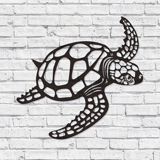 Metalen Schildpad Wanddecoratie Zwarte Zee Schildpad Wandkunst Ornament Kust Wanddecoratie voor Strandhuis Oceaan Thema Kamer Decor