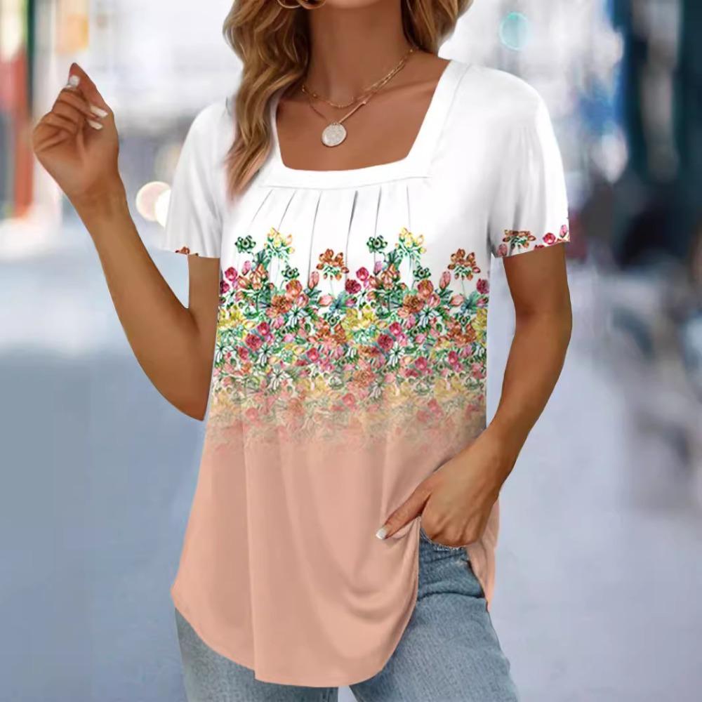 

Футболка Beauty Fashion с коротким рукавом и квадратным вырезом ５XL оранжевый