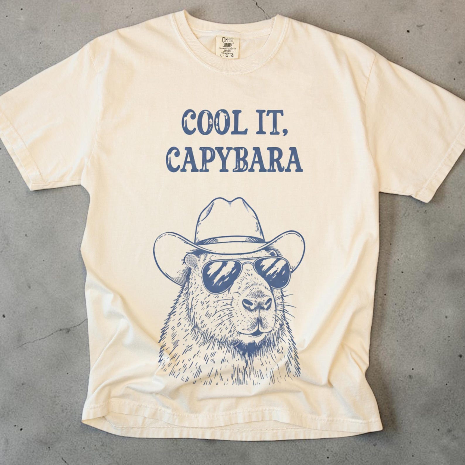 Cool It Capybara Shirt, Funny Capybara T shirt, Cowboy Capybara Tee, Unisex Comfort Colors, Capybara Lover Gift, Funny Animal Graphic Tee 2XL