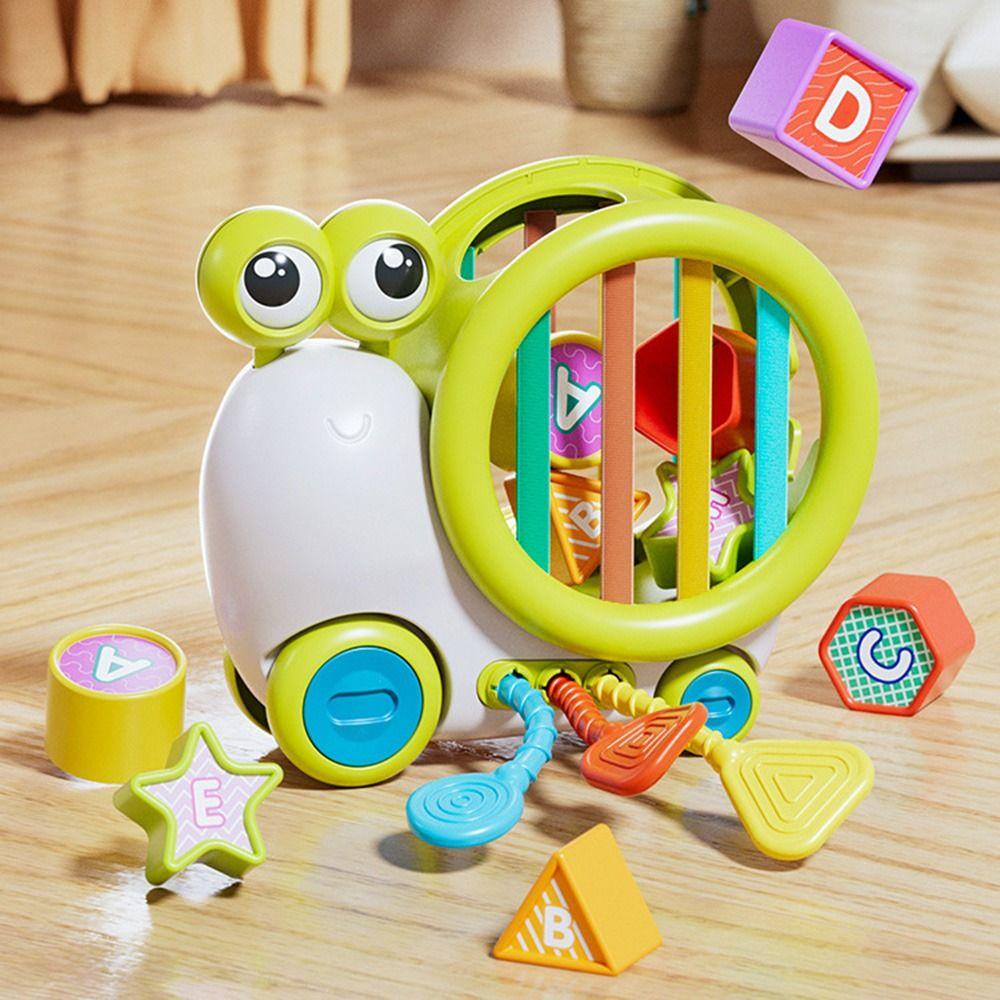 Snail Colorful Shape Cognition Blocks Early Learning Toddler Pushs and Pull Toy  Baby