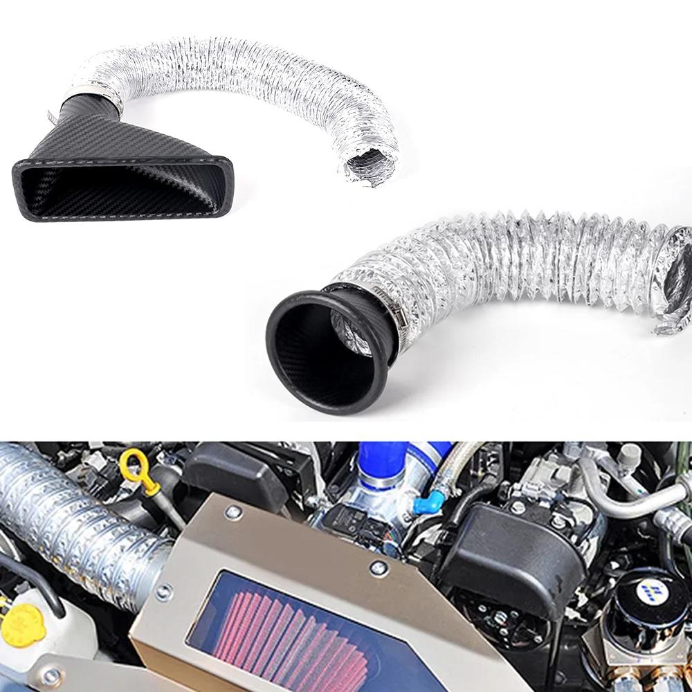 1pcs Car Front Bumper admission air Turbo Air Intake Pipe Kit ABS Turbine Inlet Kit Pipe Air Funnel Carbon Fiber Look
