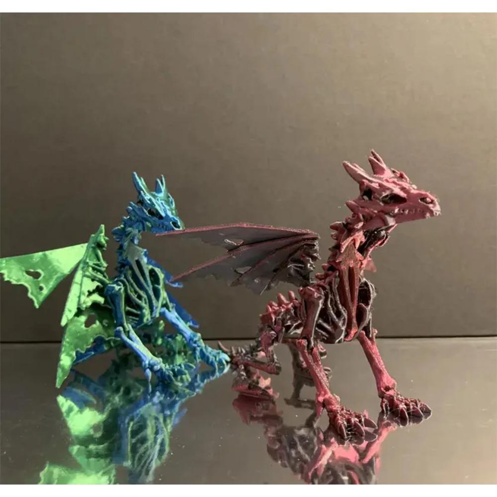 1Pc 3D Printed Dragon Skeleton With Movable Joints - Versatile Indoor/Outdoor Decor, Unique Animal Model Ornament Dragon Figurin