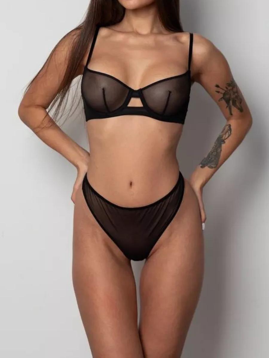 

Комплект прозрачного сетчатого бюстгальтера и трусиков с леопардовым принтом - Смелое и соблазнительное нижнее белье XL