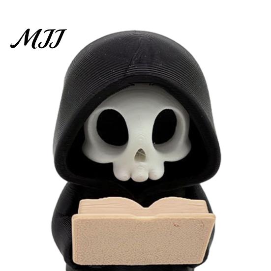 Durable 3D Printed Figures 9Pcs Grim Reaper Figurines, Cool Skull Skeleton Statues, Gothic Dark Halloween Ornaments Decoration for Bedroom Home