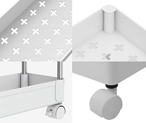 Perl-Metall-Aufbewahrungswagen/Rollwagen, 4 Etagen, Weiß, Replus N-7949