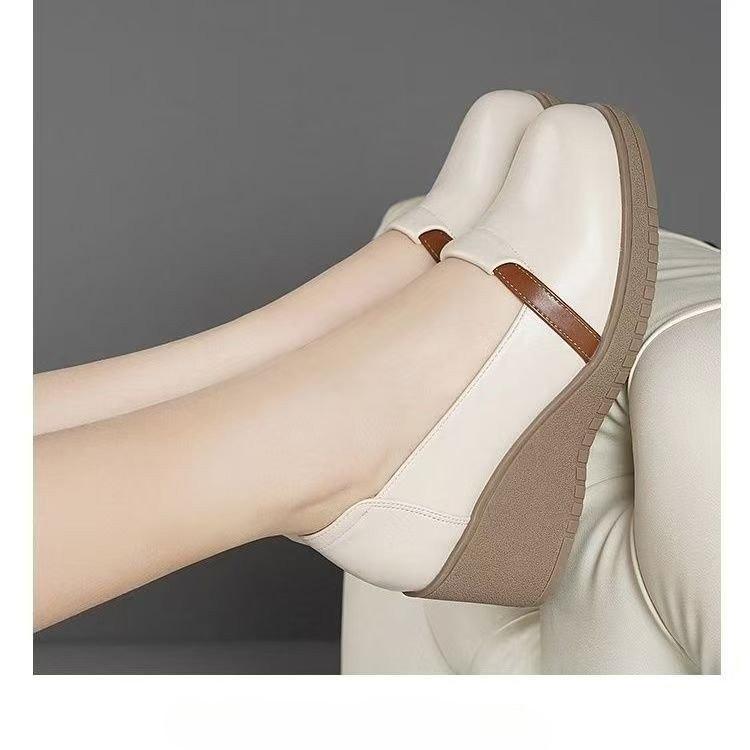 Neue Retro Leichte Keilabsatzschuhe für Damen mit weicher Sohle