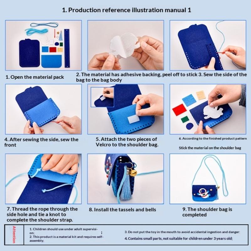 Süßes Filz Filztasche Herstellungsset Basteln Kunst Nähen Spielzeug Umhängetasche Kindergarten Cartoon Handgemachte Tasche