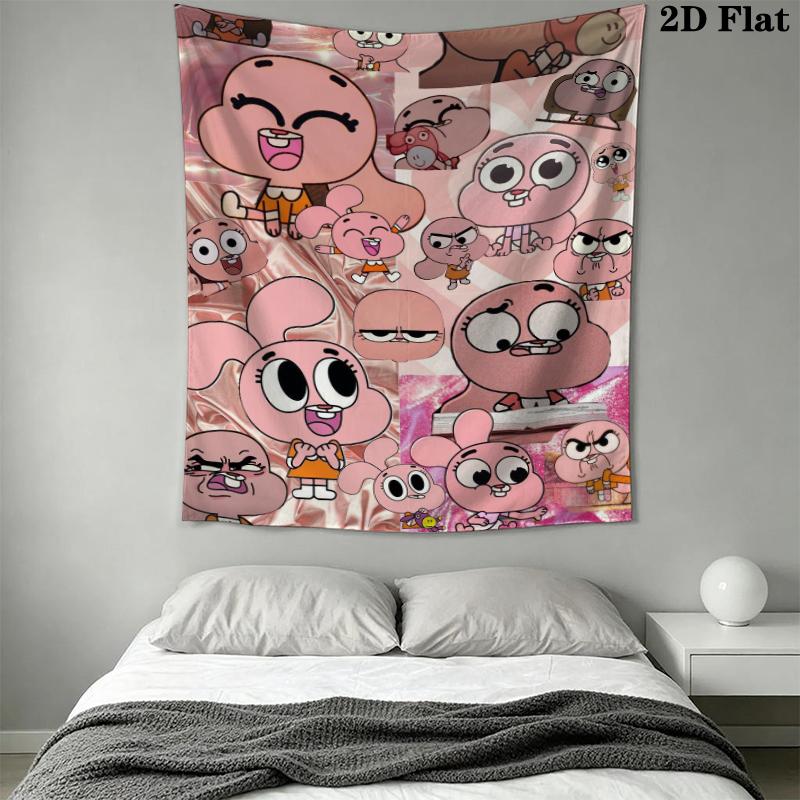 The Amazing World of Gumball Wall Tapestry Aesthetic Wall Hanging Printed Fabric Blanket Decorative Tapestries for Bedroom Living Room Home Decor