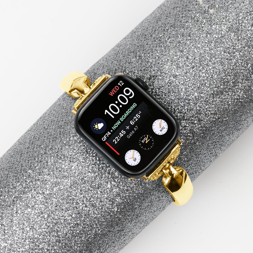 Copper Watch Band for Apple Watch Series 10 42mm/9 8 7 41mm/SE (2023) SE (2022) SE 6 5 4 40mm/3 2 1 38mm D-Shaped Rhinestone Decor Bracelet