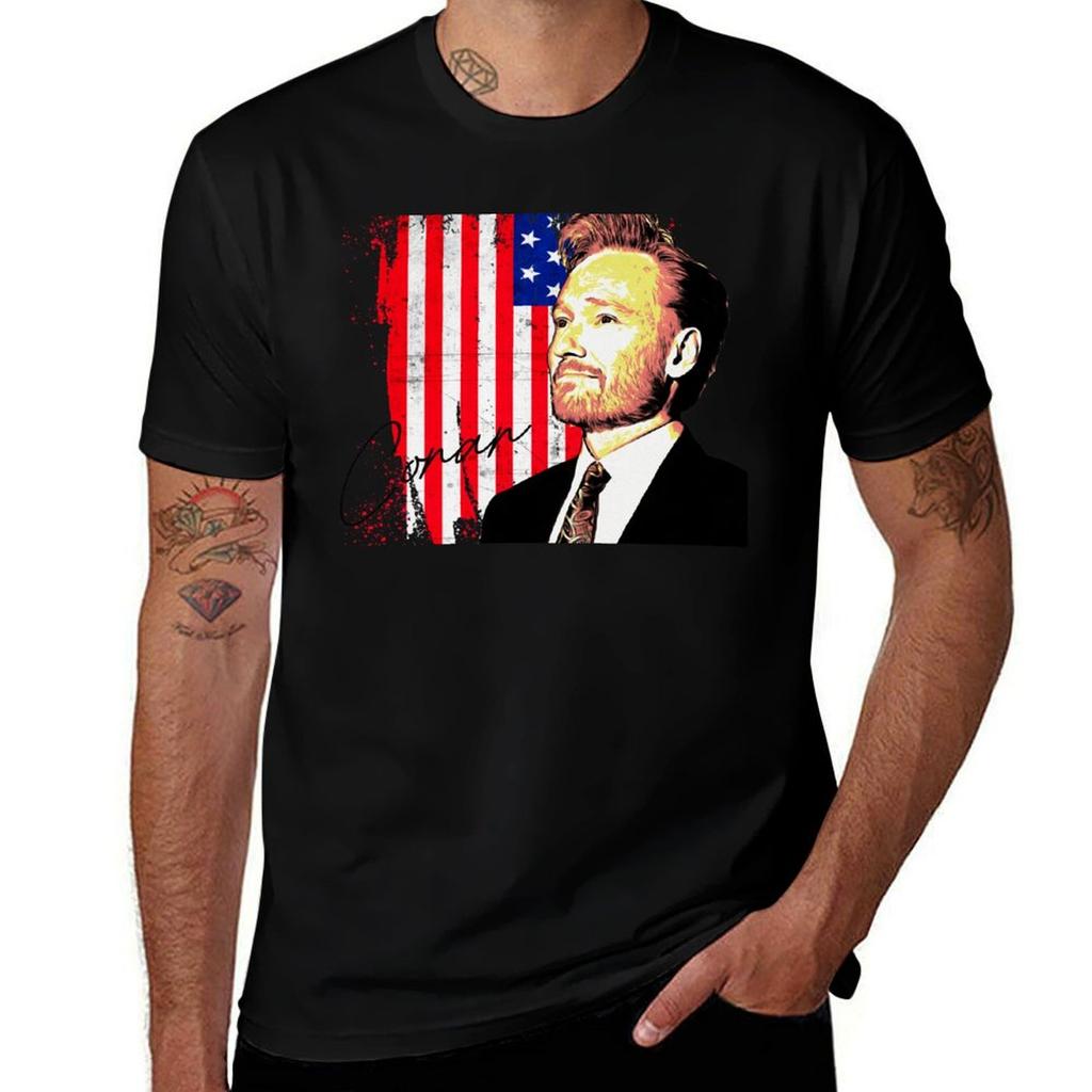 Conan Obrien Conan Obrien American Flag Tshirt Comfortable Workout Short Sleeve Shirt Tshirt