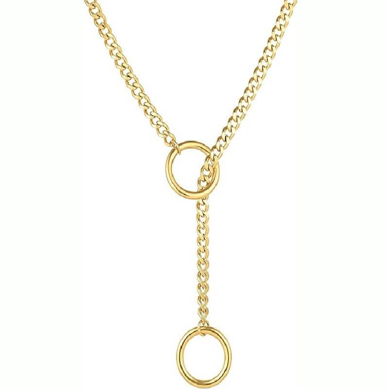 Collana a Catena Scorrevole con O-ring a Forma di Cuore Personalizzata, Collana Lunga Cubana alla Moda, Gioielli Retrò per Ragazze