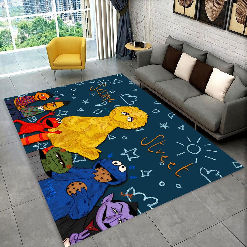 S-Sesame Street TV Cute Cartoon Carpet Rug for Bedroom Living Room Sofa Home Doormat Home Decor,Area Rug Non-slip Floor Mat Gift
