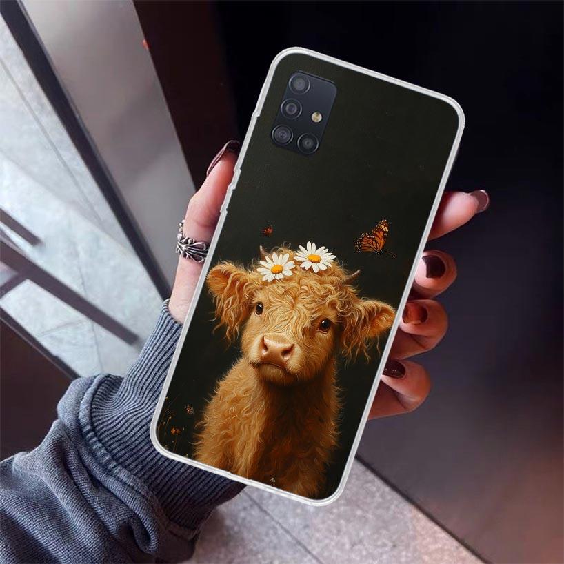 

Cute Highland Cow Phone Case For Samsung Galaxy A12 A52S A42 A32 A22 A51 A50 Note 20 Ultra 10 S10 Plus A71 A70 A31 A30 A10S Gala Samsung Note 10 Plus