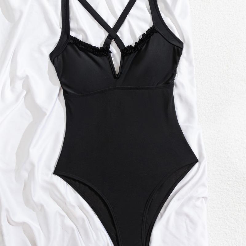 New New Solid Color Halter Sexy Bikini One-piece Swimsuit Swimsuit