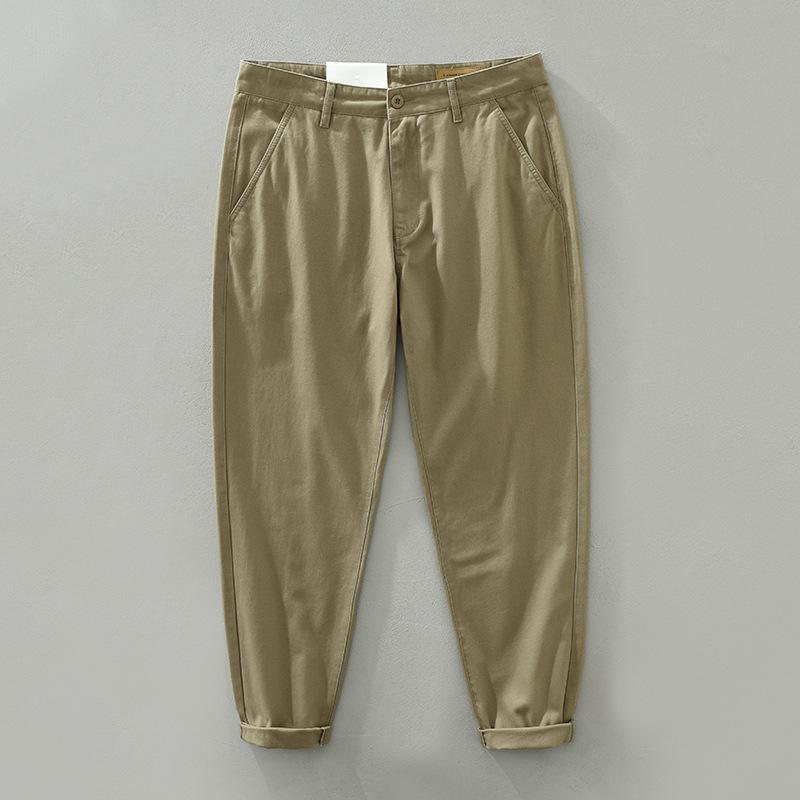 

Брюки карго в японском стиле мужские весенне-осенние повседневные брюки из чистого хлопка полной длины прямые мужские брюки 36 темные хаки