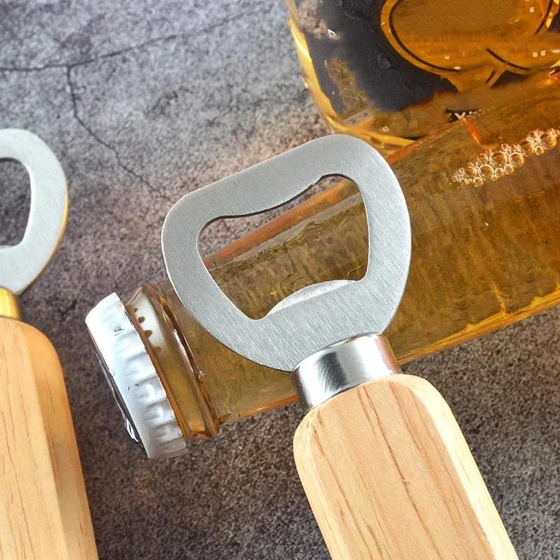 Handheld Wine Beer Soda Glass Cap Bottle Opener for Home Kitchen Bar 10Pcs/Set Bartender Rubber Wood