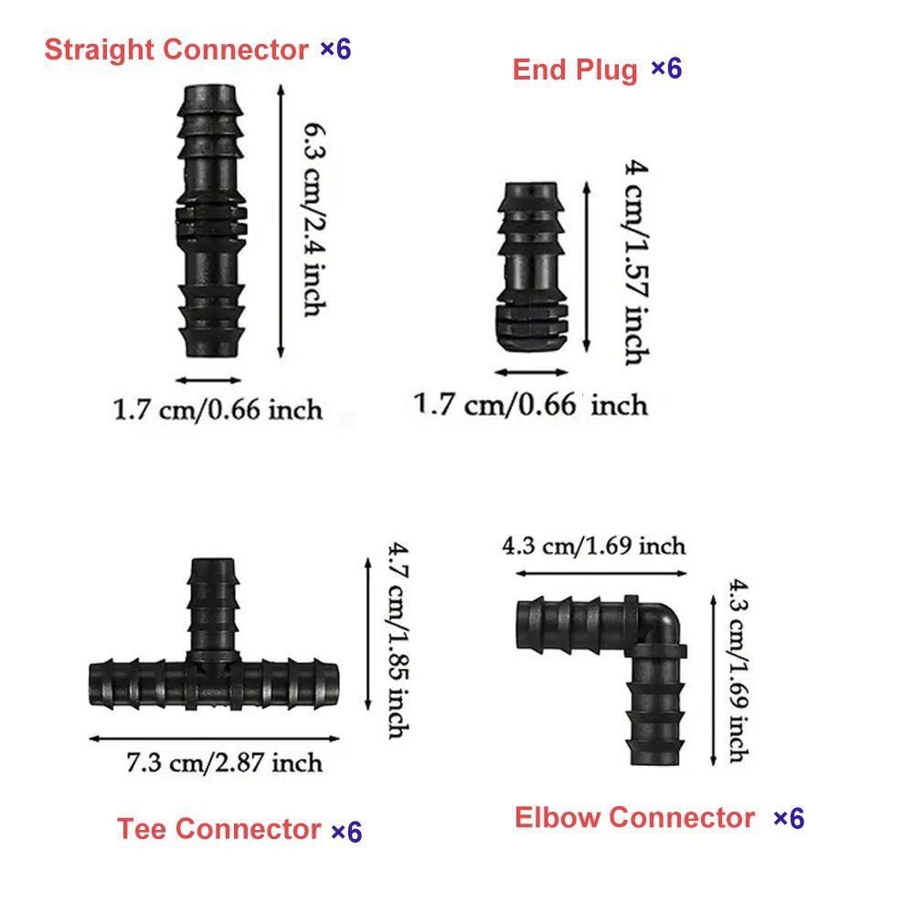 24Pcs Black Watering System ABS Barbed Connector Durable Irrigation Accessory  Patio Irrigation